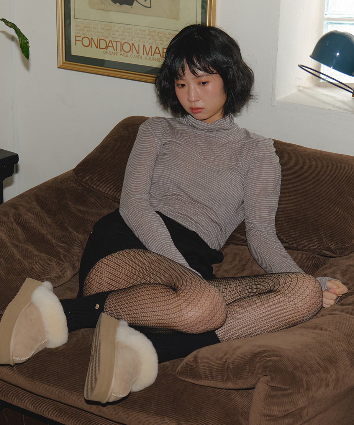 리지(LEEZIE) Layer Turtleneck Stripe Tee (2Colors)