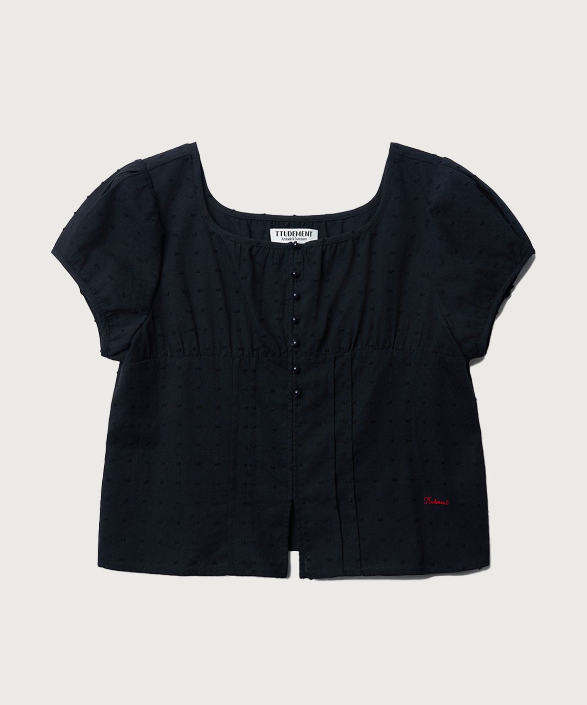 튜드먼트(TTUDEMENT) POLKA DOT PUFF SLEEVE BLOUSE_BLACK