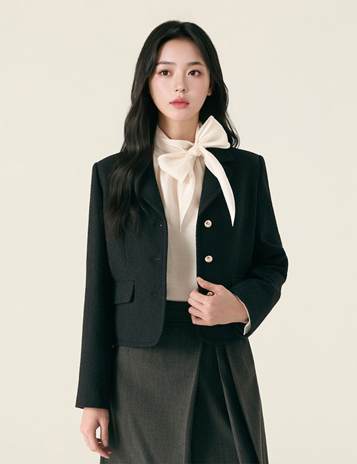 로엠(ROEM) 카라 트위드자켓 셋업_RMJKG12S51