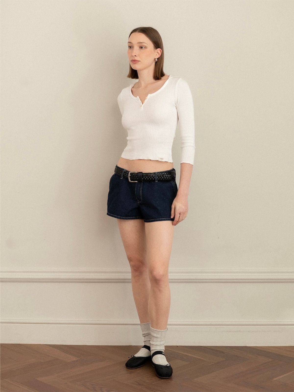 글로니(GLOWNY) THE RACHEL DENIM SHORTS (DEEP BLUE)