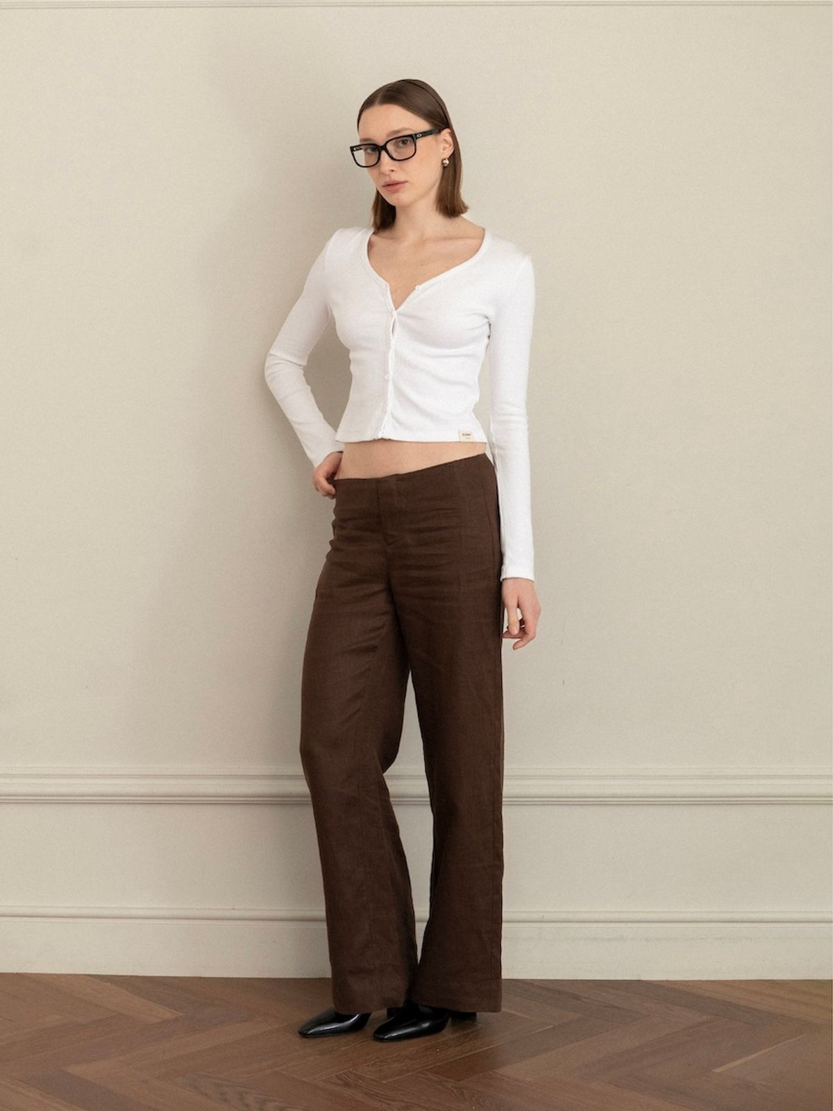 글로니(GLOWNY) G LINEN SLACKS (BROWN)