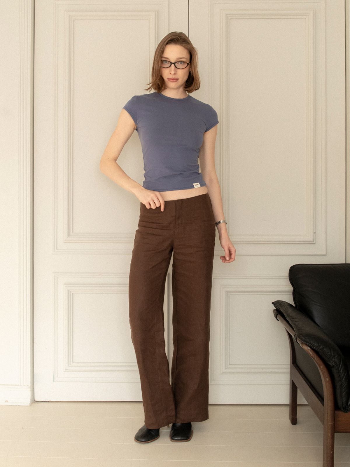 글로니(GLOWNY) G LINEN SLACKS (BROWN)