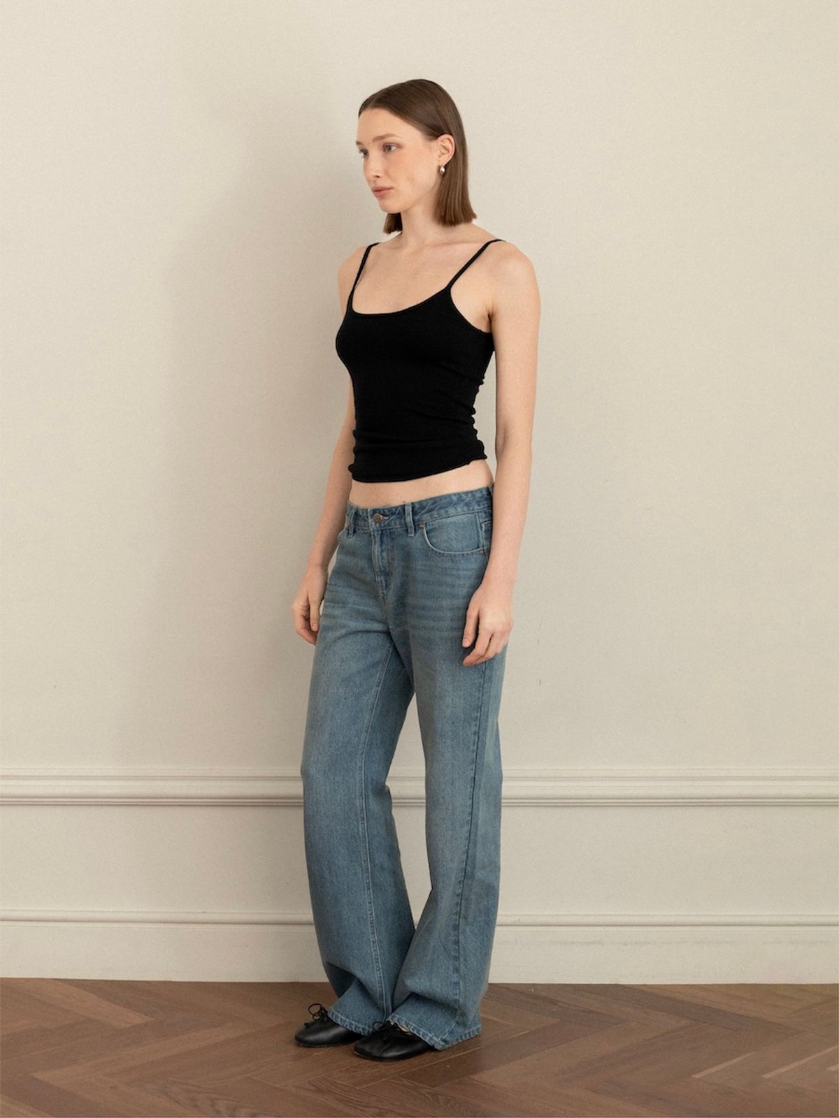 글로니(GLOWNY) G CLASSIC KNIT CAMISOLE (BLACK)