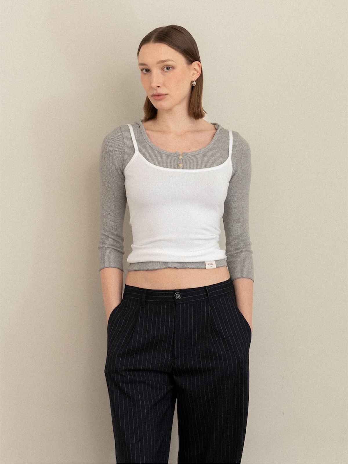 글로니(GLOWNY) G CLASSIC KNIT CAMISOLE (WHITE)