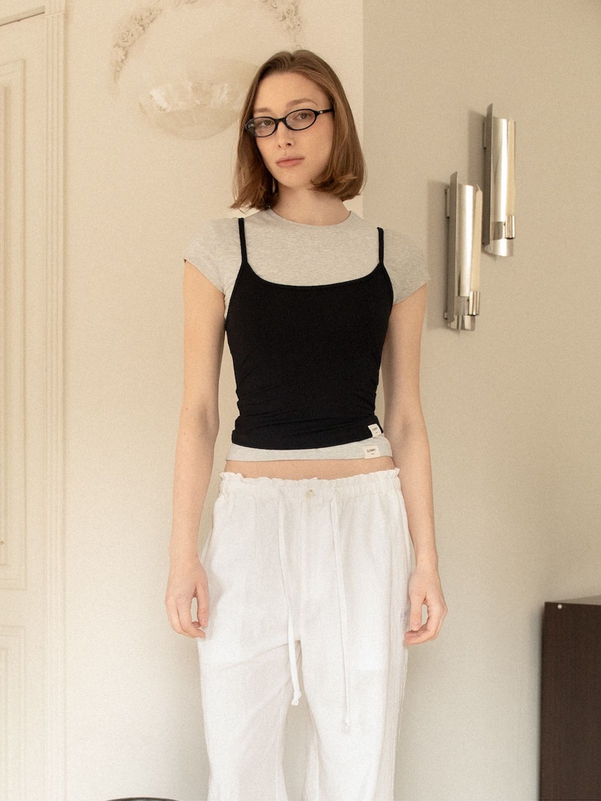 글로니(GLOWNY) G SLIM TEE (MELANGE GRAY)