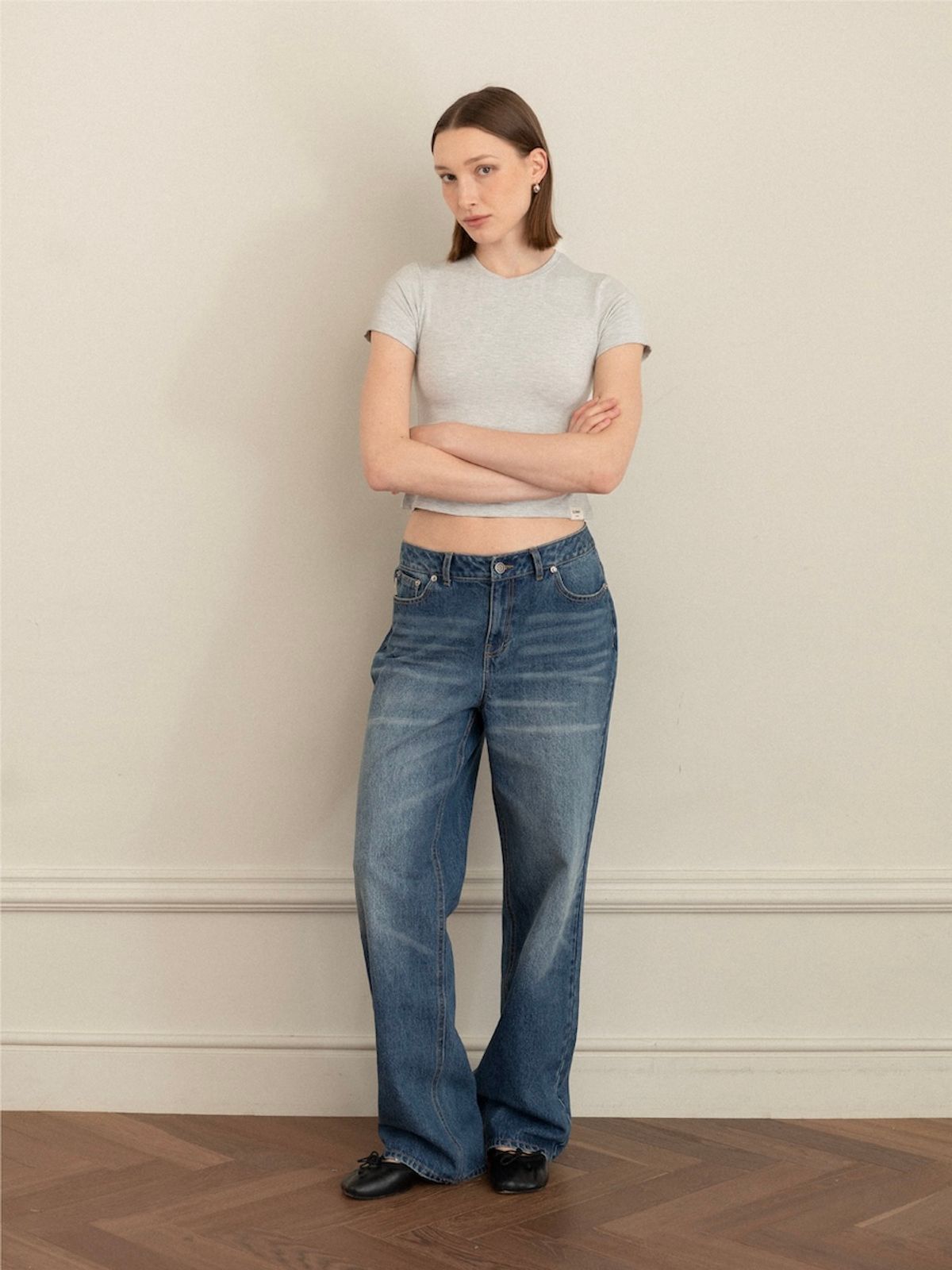 글로니(GLOWNY) G SOFT BABY TEE (MELANGE GRAY)