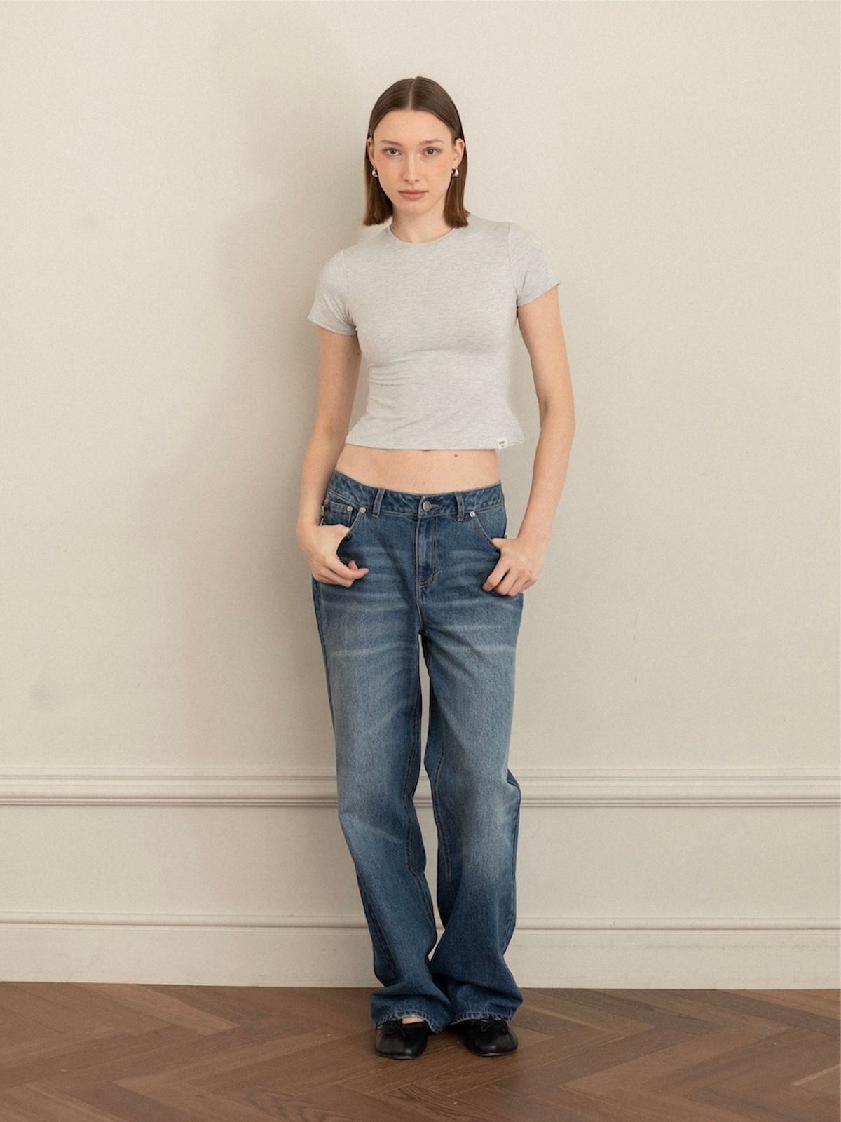 글로니(GLOWNY) G SOFT BABY TEE (MELANGE GRAY)