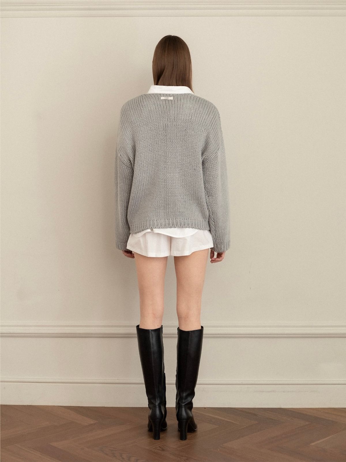 글로니(GLOWNY) G COZY OVER KNIT TOP (GRAY)