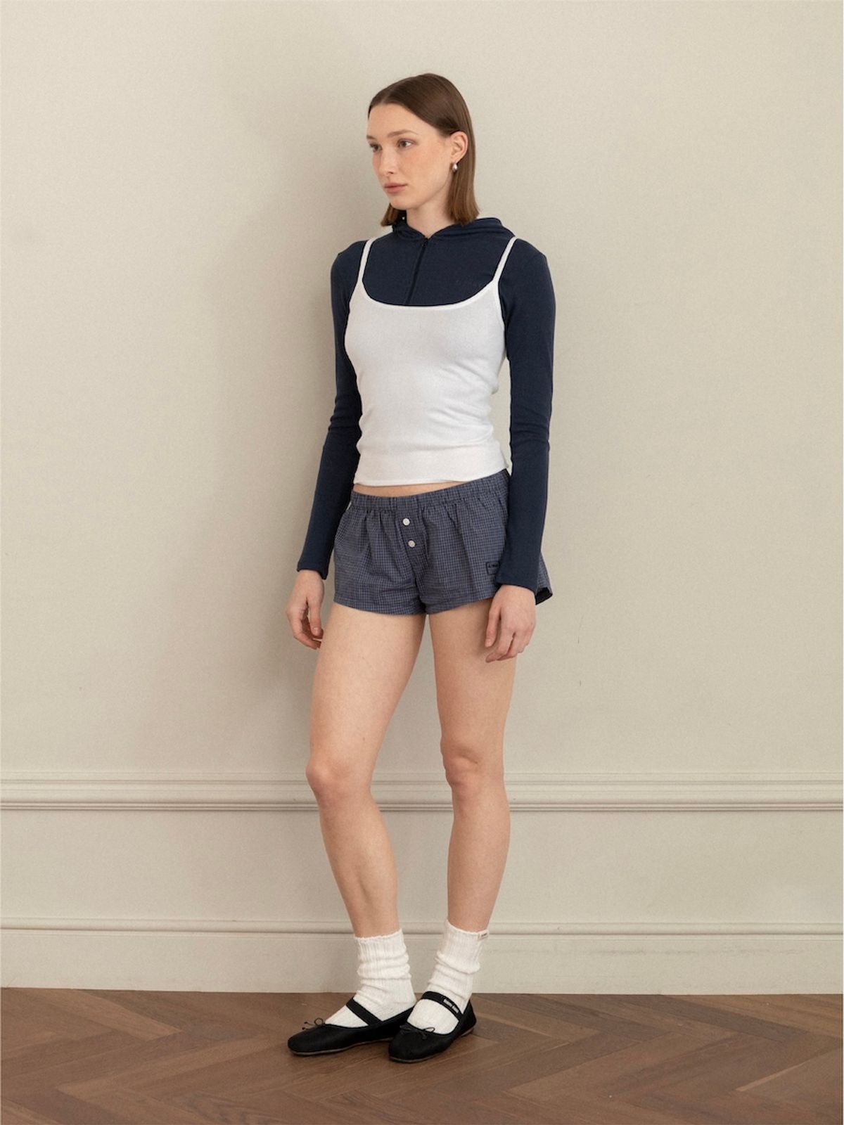 글로니(GLOWNY) G CLASSIC ESSENTIAL RIB ZIP-UP (NAVY)
