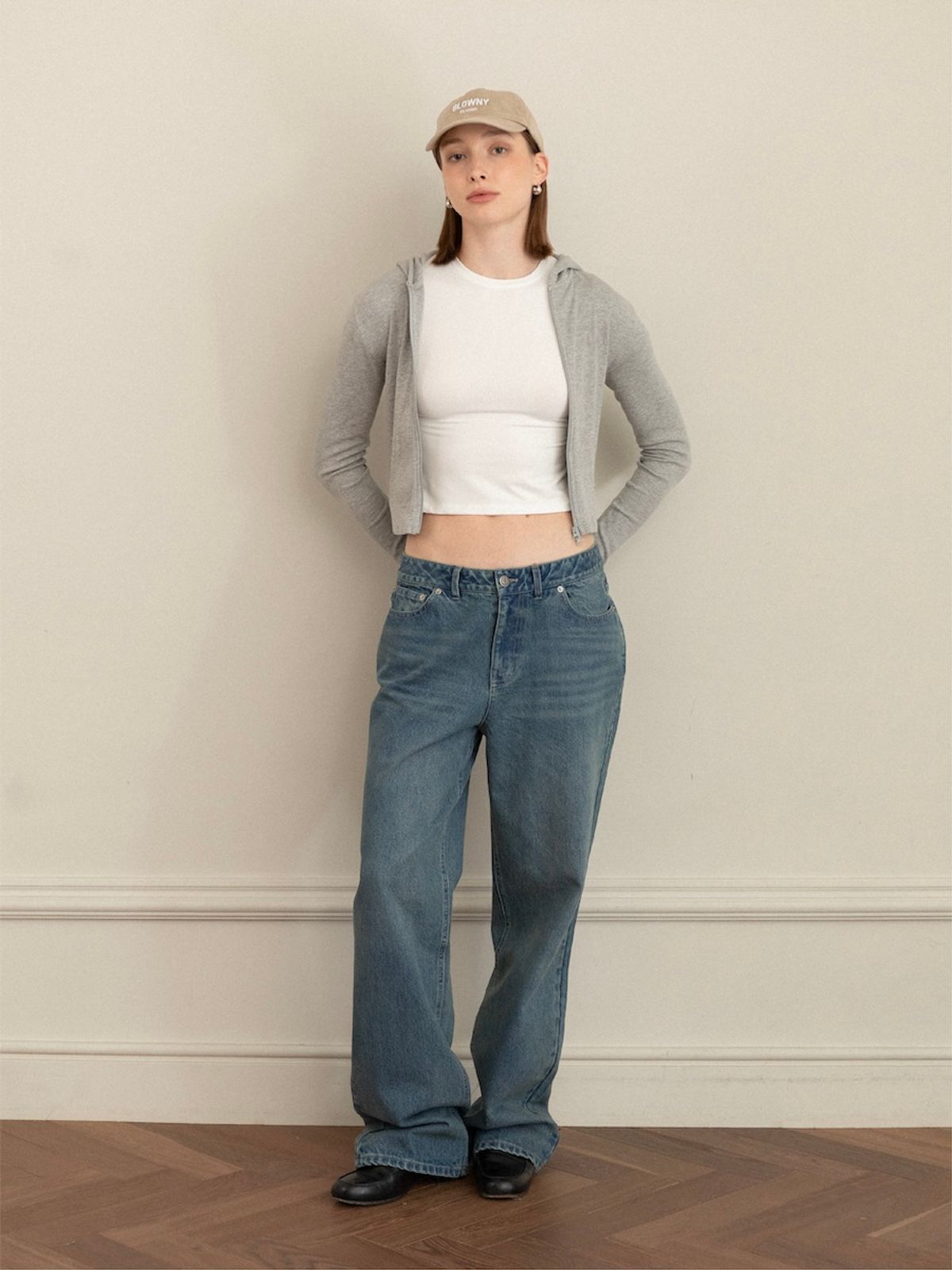 글로니(GLOWNY) G CLASSIC ESSENTIAL RIB ZIP-UP (MELANGE GRAY)