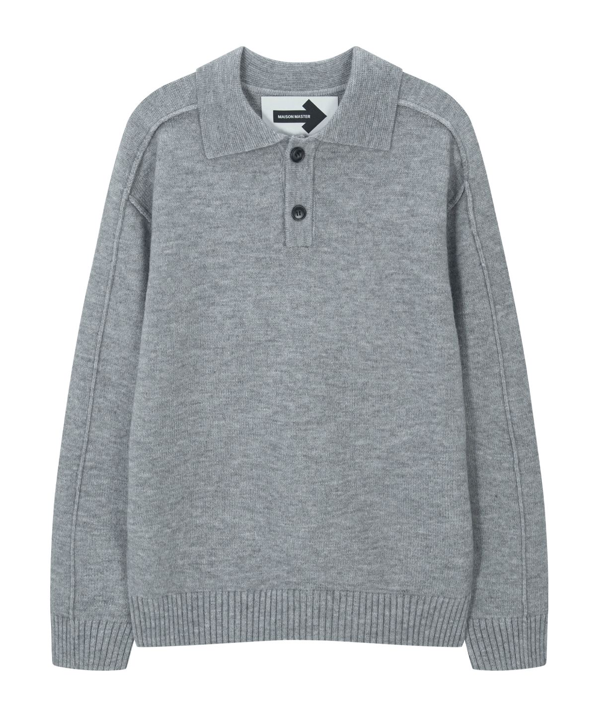 메종마스터(MAISON MASTER) 버튼 카라 가디건 화이트 (Buttoned Collared Cardigan /white)