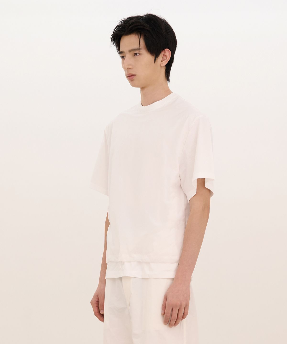 카사카사(KASAKASA) Drawstring Layered T-Shirt White