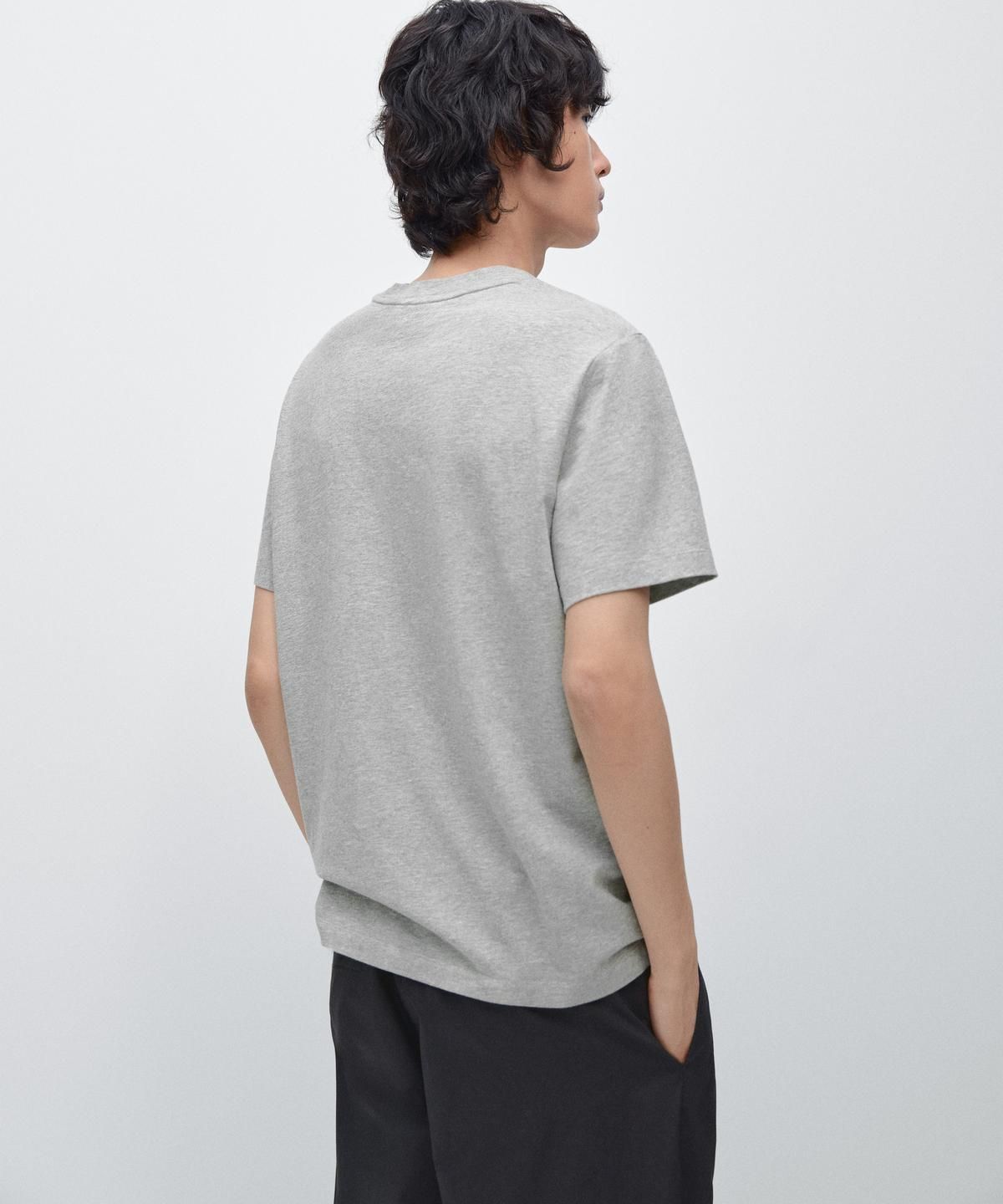 마시모두띠(MASSIMO DUTTI) 멜란지 코튼 반팔 티셔츠
