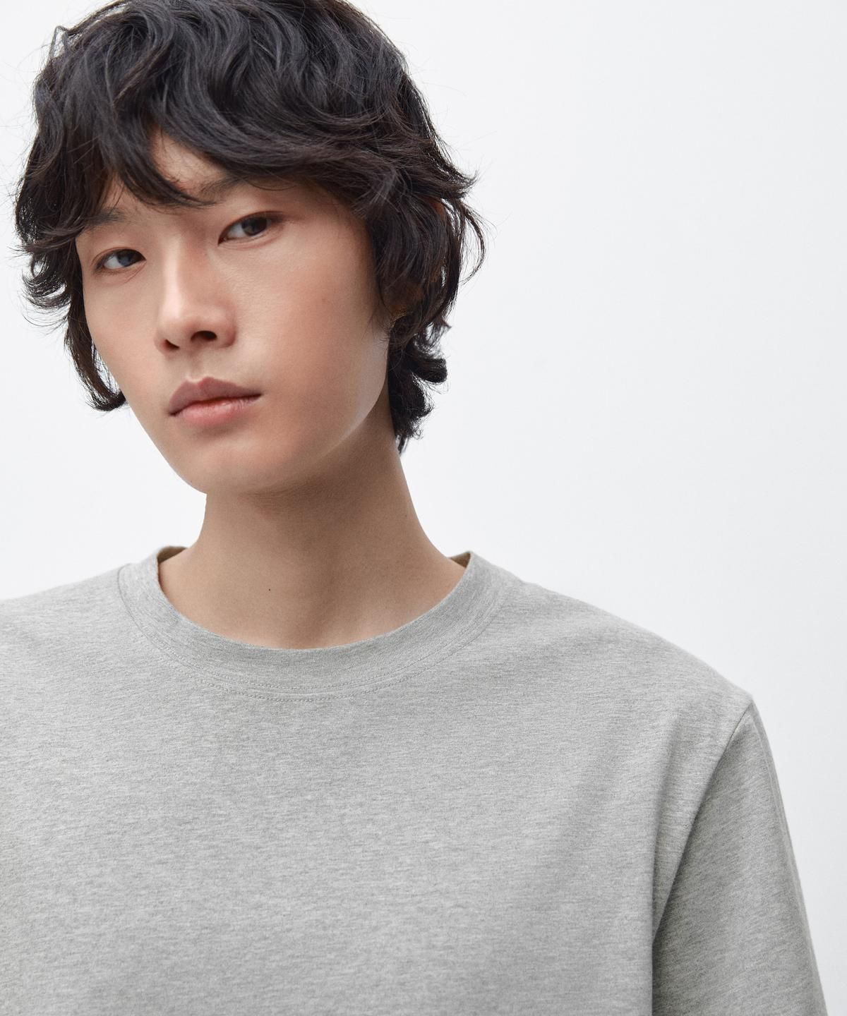 마시모두띠(MASSIMO DUTTI) 멜란지 코튼 반팔 티셔츠