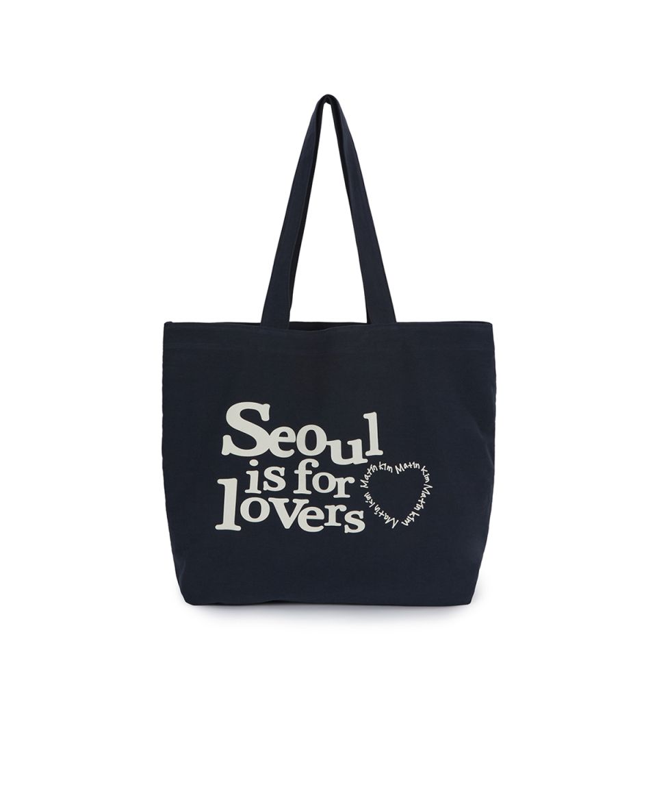 MUSINSA公式 | MATIN KIM SEOUL LOVERS GRAFFITI BIG ECOBAG IN NAVY