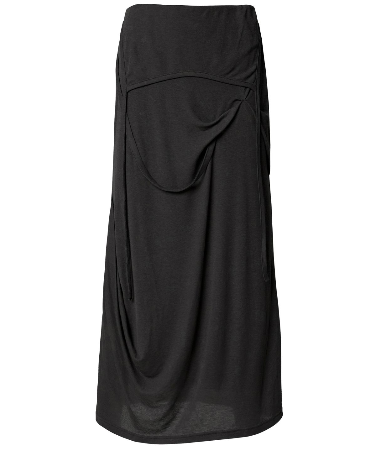 플레어업(FLAREUP) Asymmetrical Draped Long Skirt (FL-263_Black)