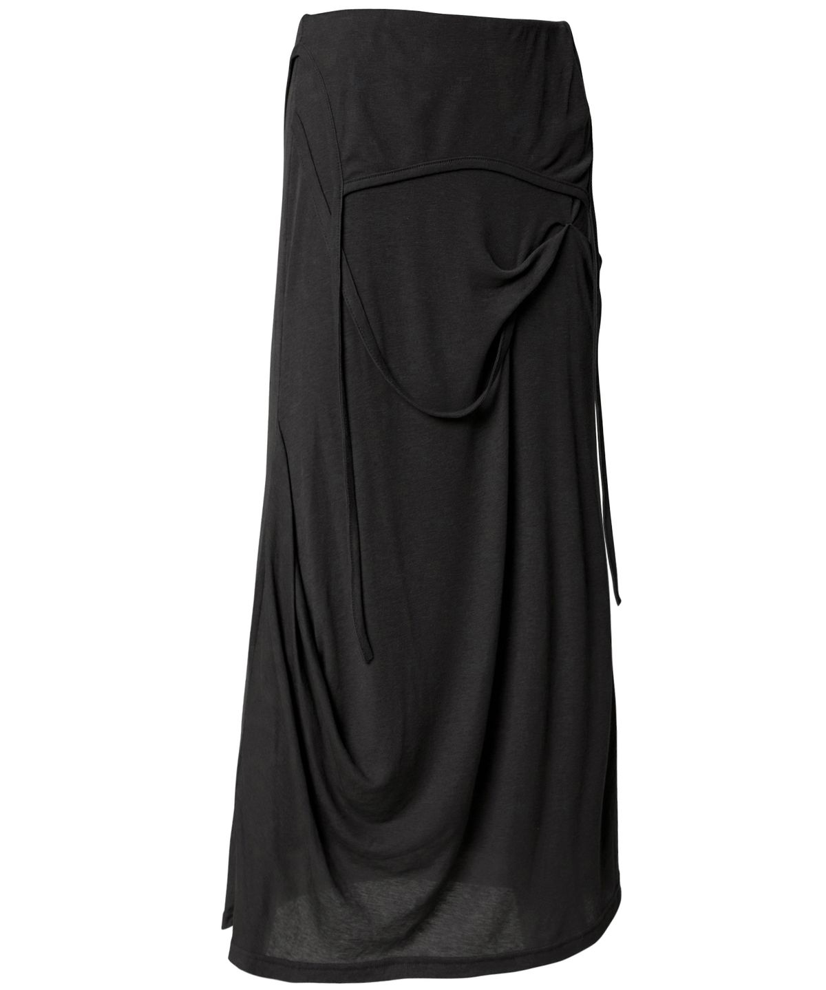 플레어업(FLAREUP) Asymmetrical Draped Long Skirt (FL-263_Black)