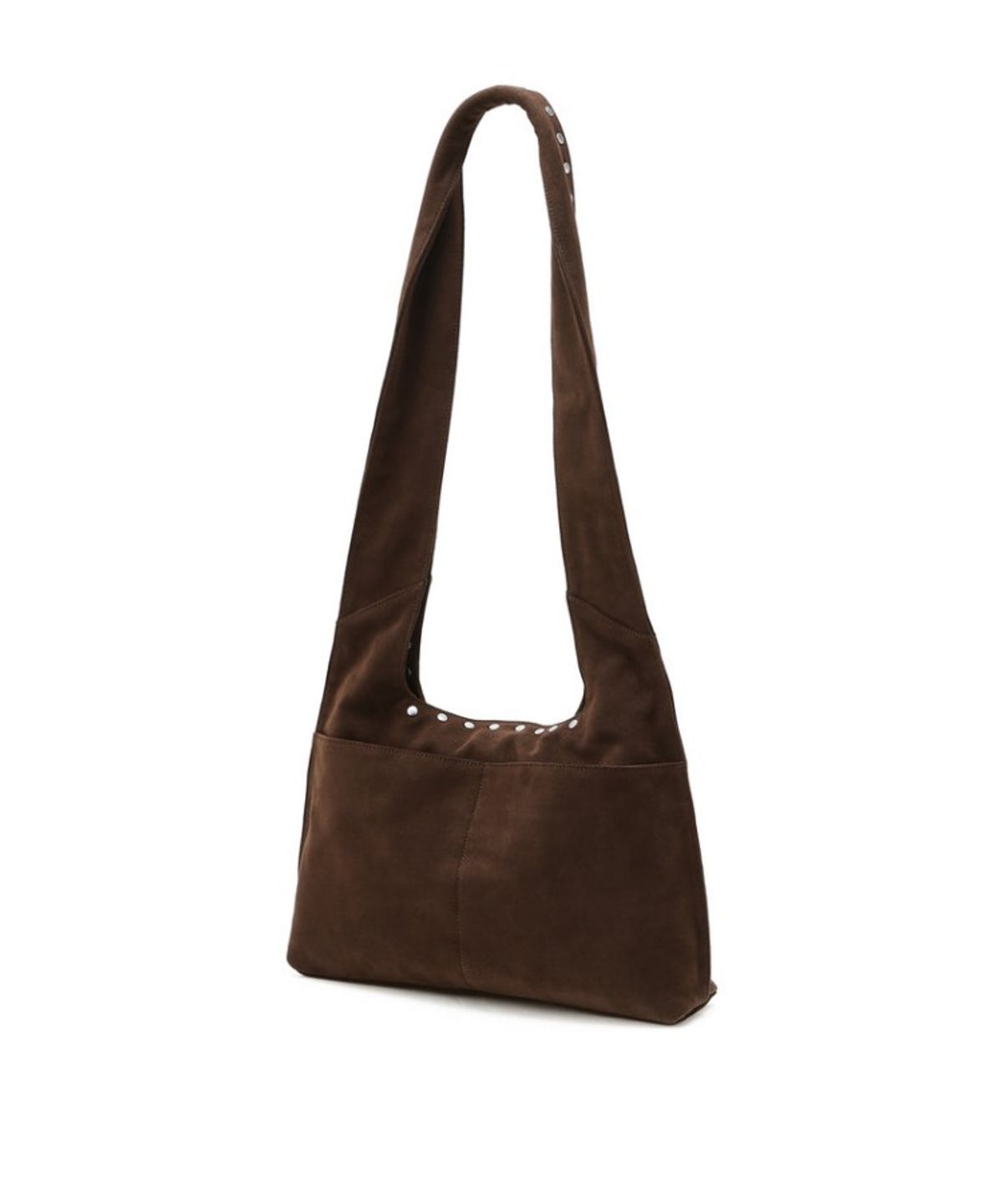 아떼 바네사브루노(ATHE VANESSABRUNO) [MARON SOFT] 다크브라운 스웨이드 패브릭 스터드 숄더백 M AABA6E471W3