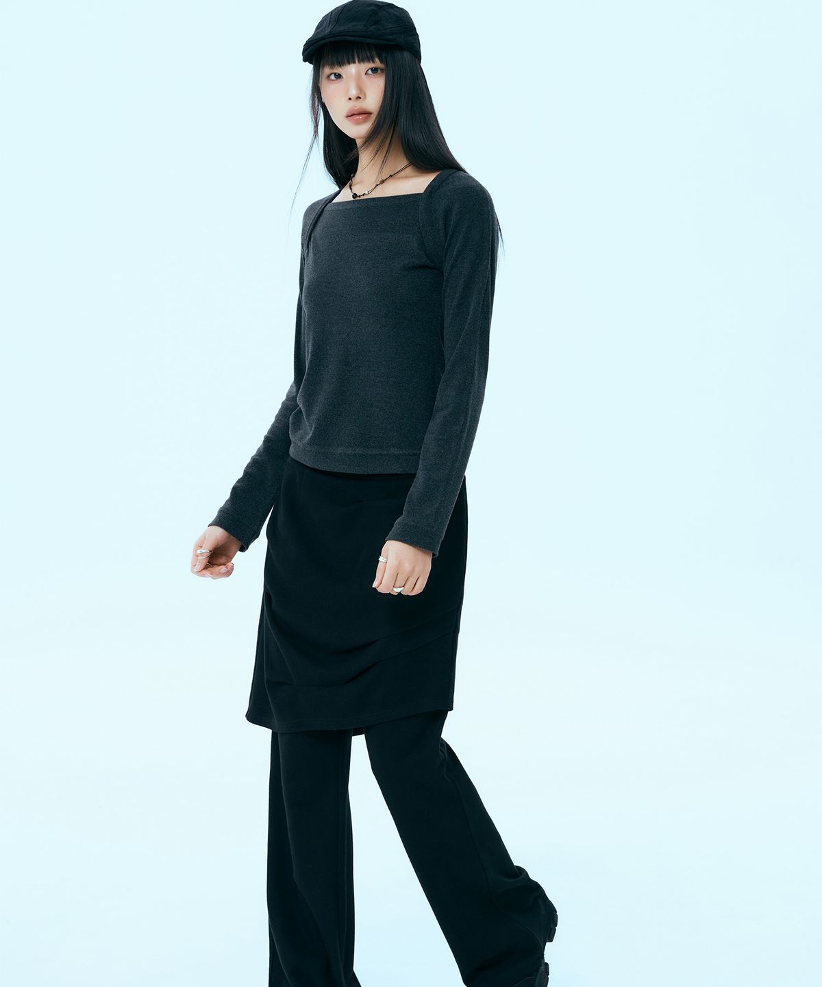 미쏘(MIXXO) 스퀘어넥 볼레로 티셔츠_MIWLWG209A