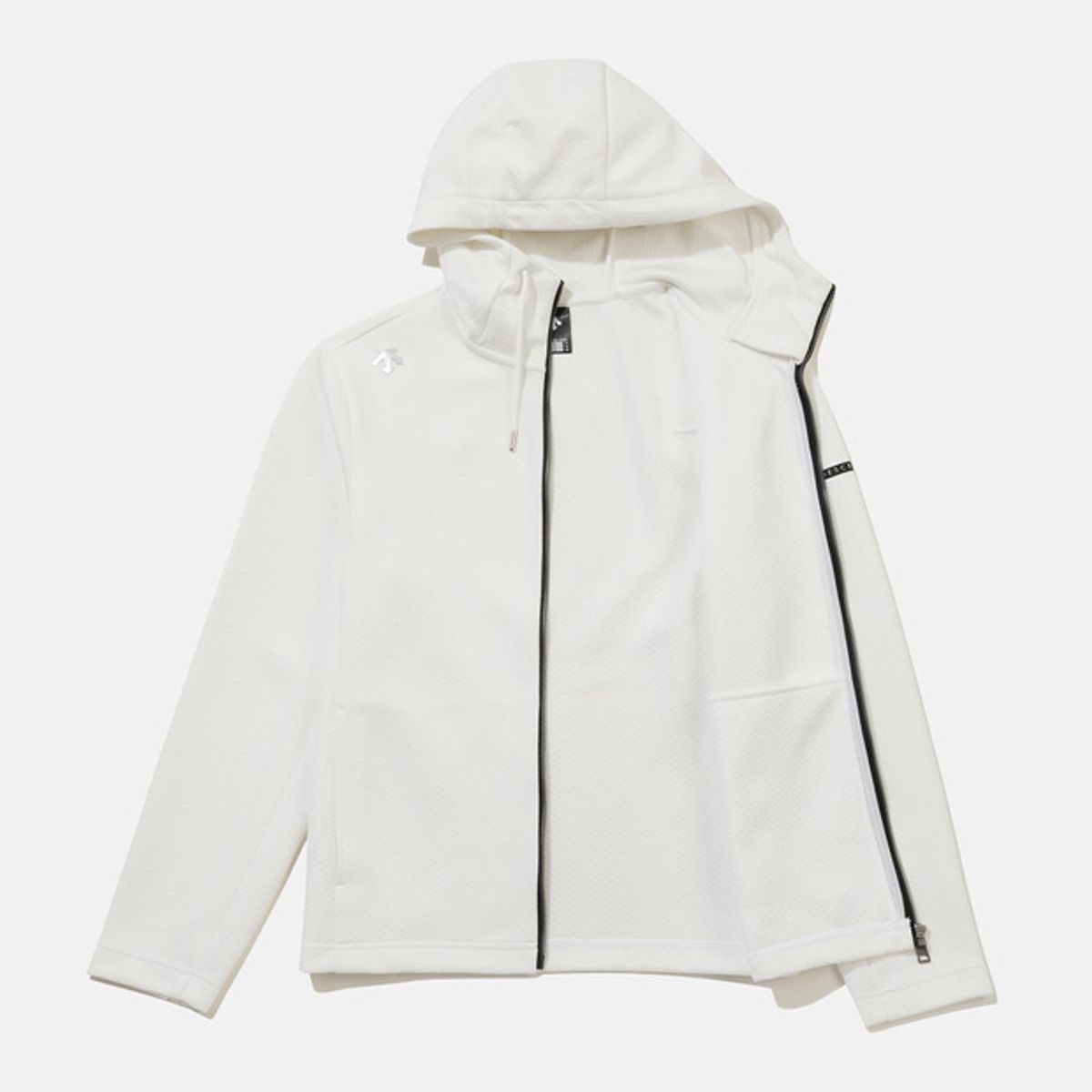 데상트(DESCENTE) 엔지니어드 후드 집업 자켓 화이트 SR121UFT13