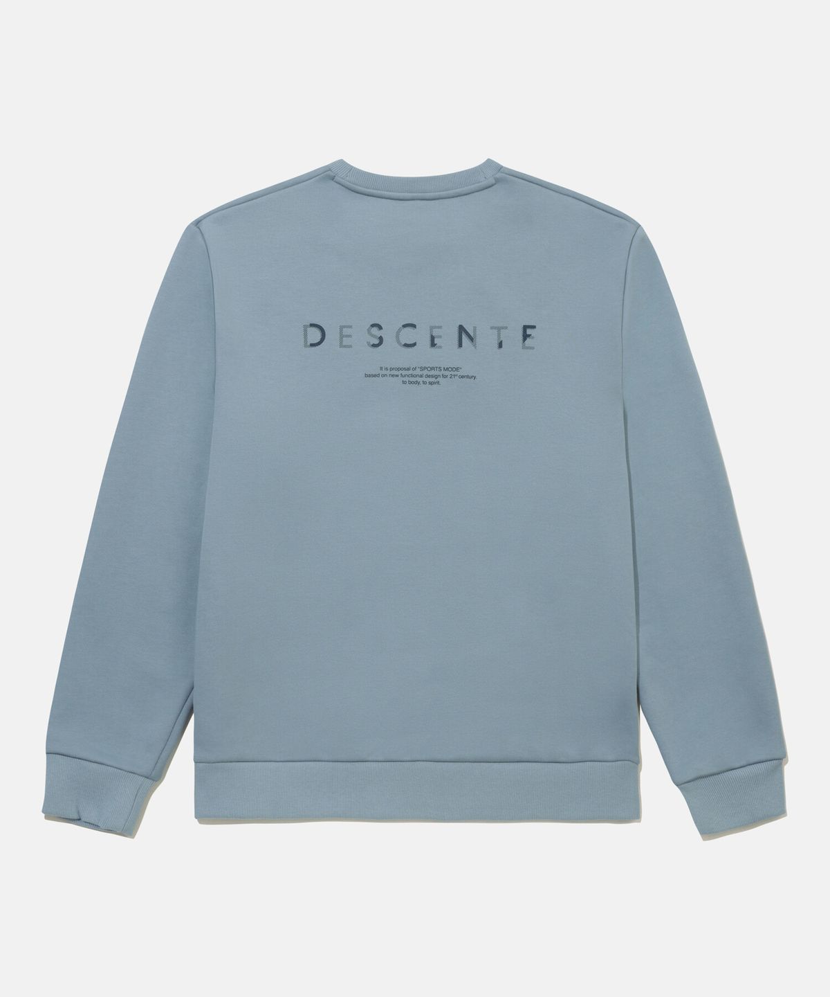 데상트(DESCENTE) 스포츠테리 워딩 로고 맨투맨 블루 SR123UHT11