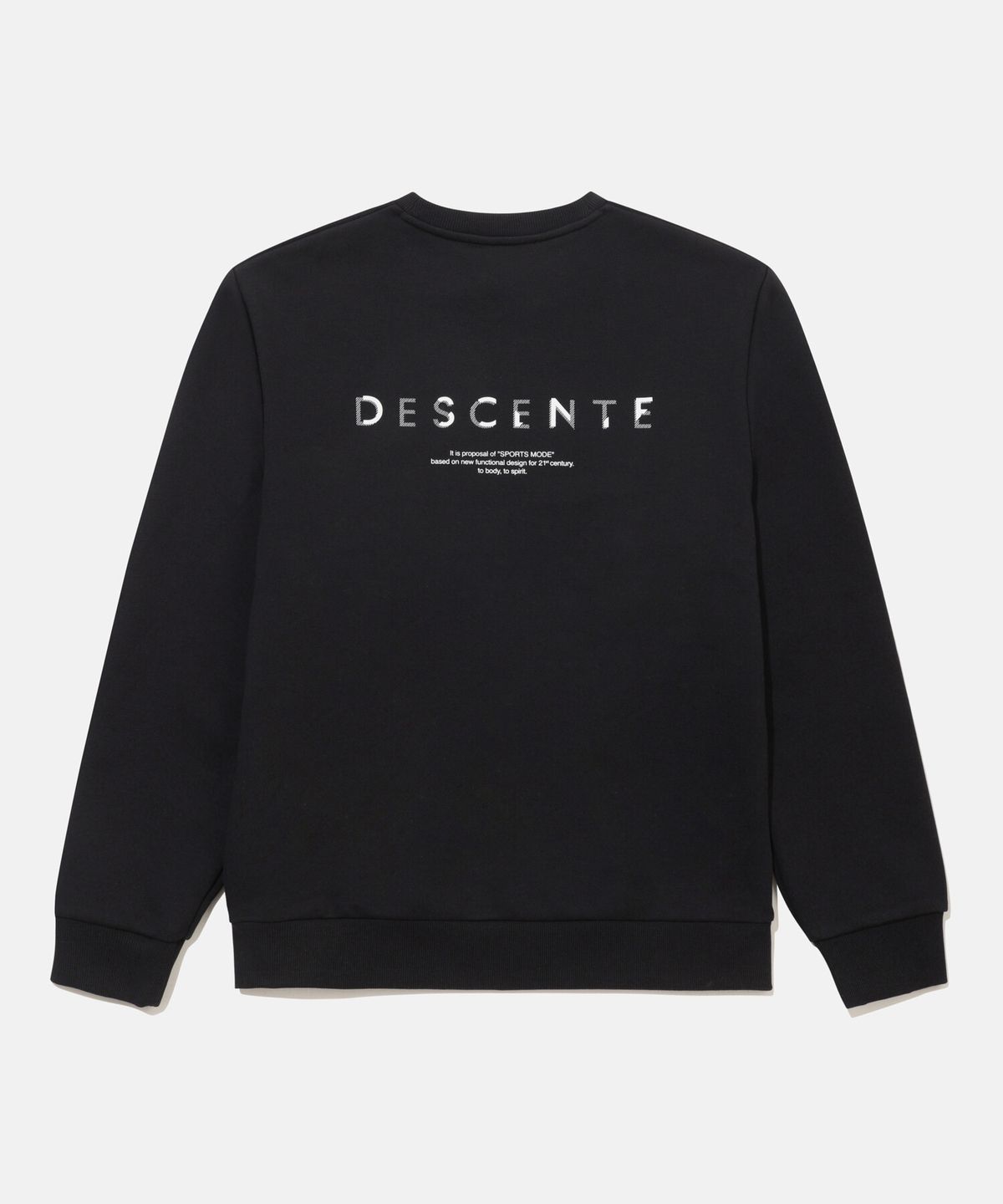데상트(DESCENTE) 스포츠테리 워딩 로고 맨투맨 블랙 SR123UHT11