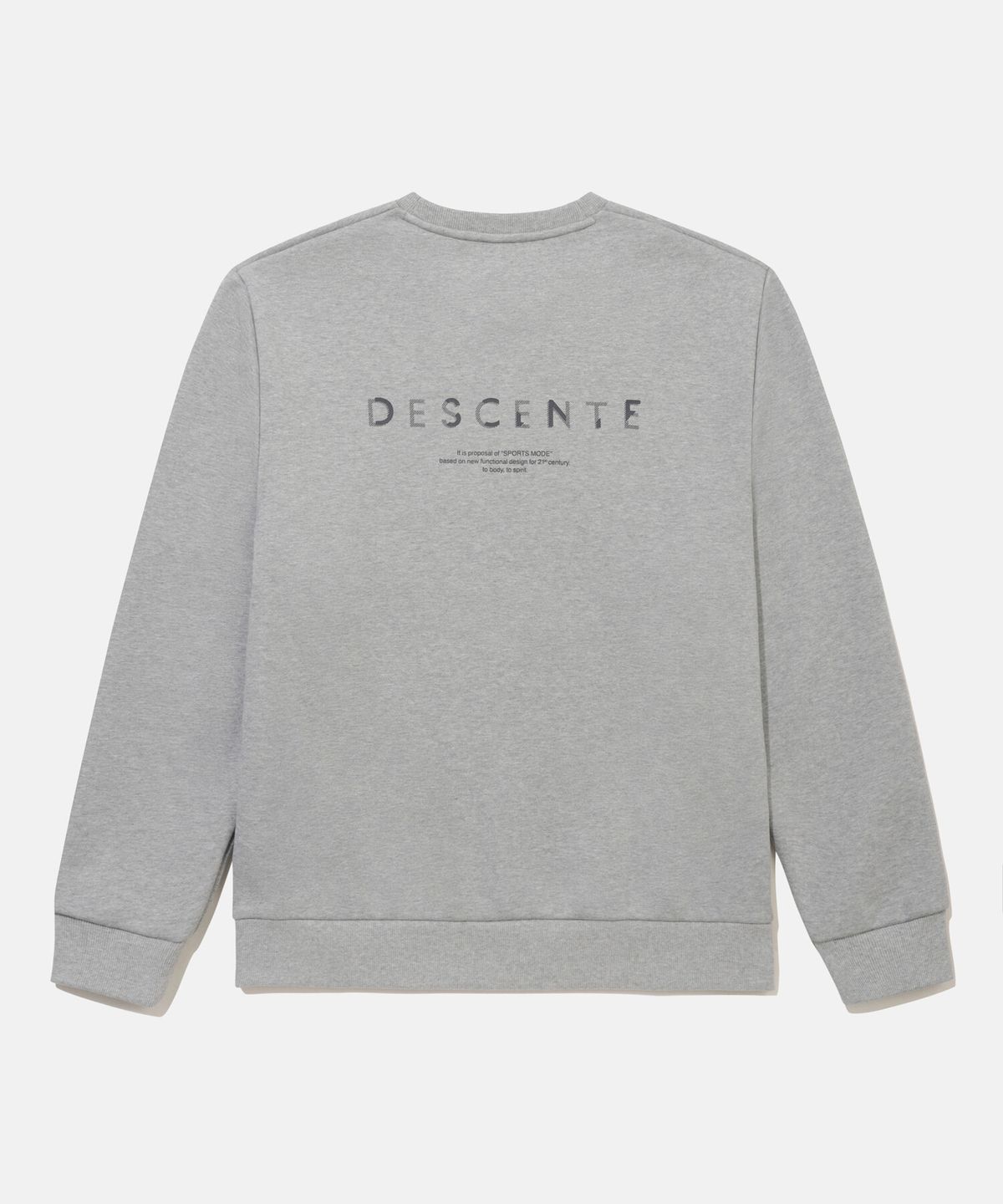 데상트(DESCENTE) 스포츠테리 워딩 로고 맨투맨 멜란지 그레이 SR123UHT11