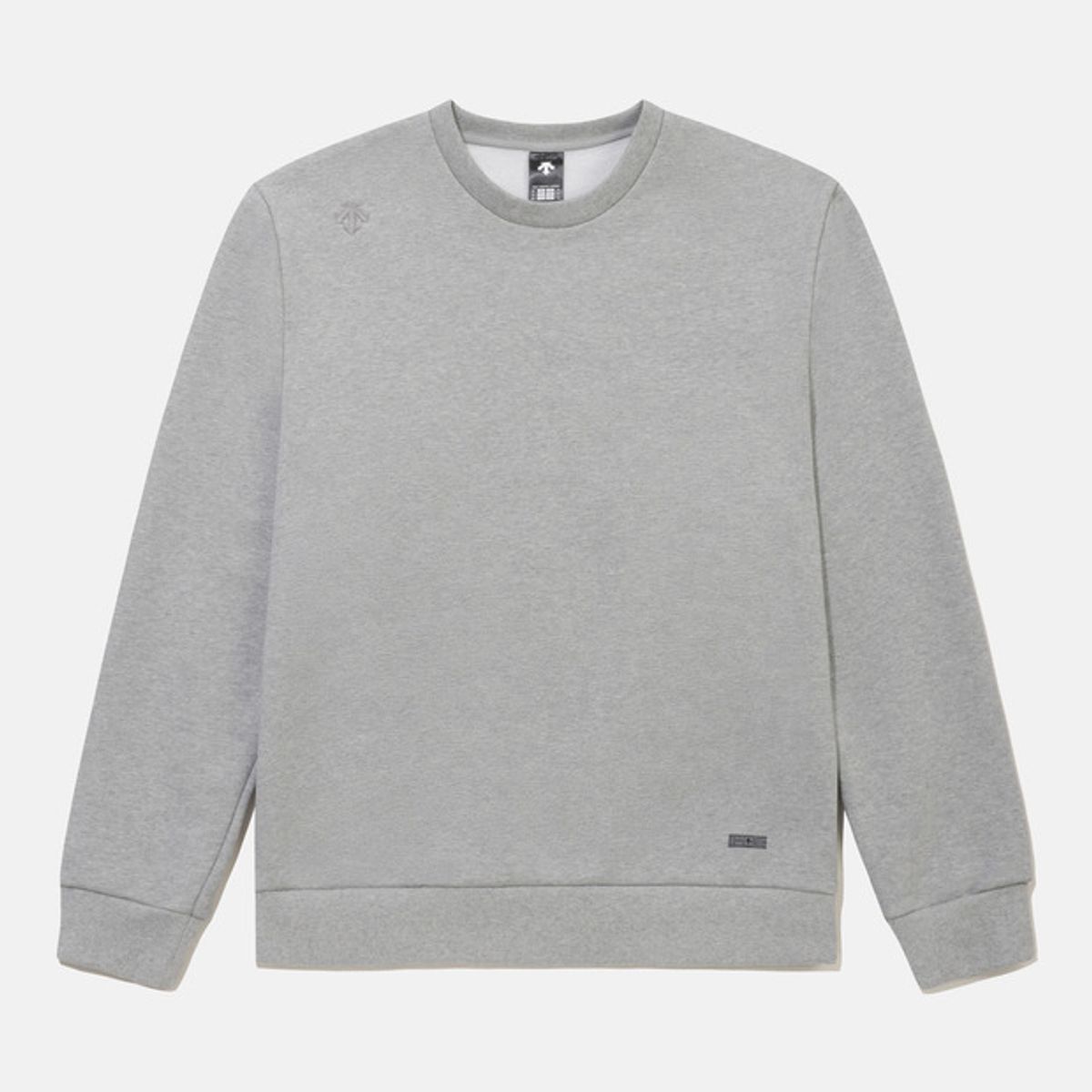 데상트(DESCENTE) 스포츠테리 워딩 로고 맨투맨 멜란지 그레이 SR123UHT11