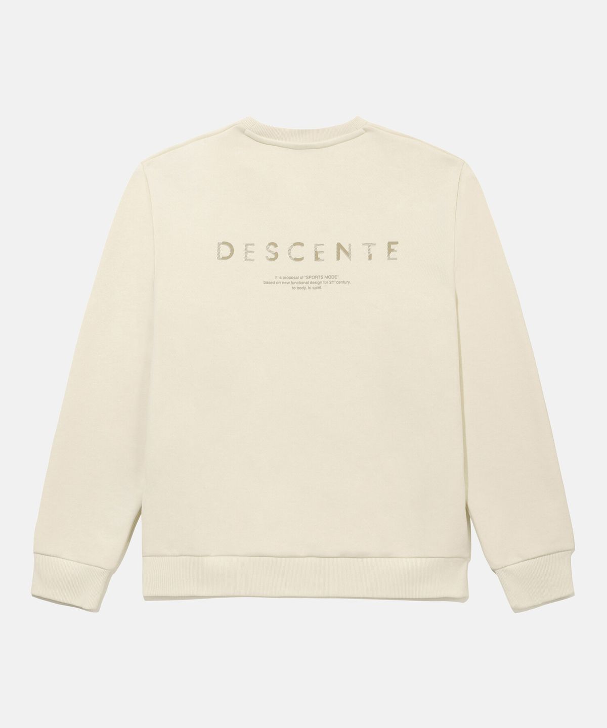 데상트(DESCENTE) 스포츠테리 워딩 로고 맨투맨 아이보리 SR123UHT11