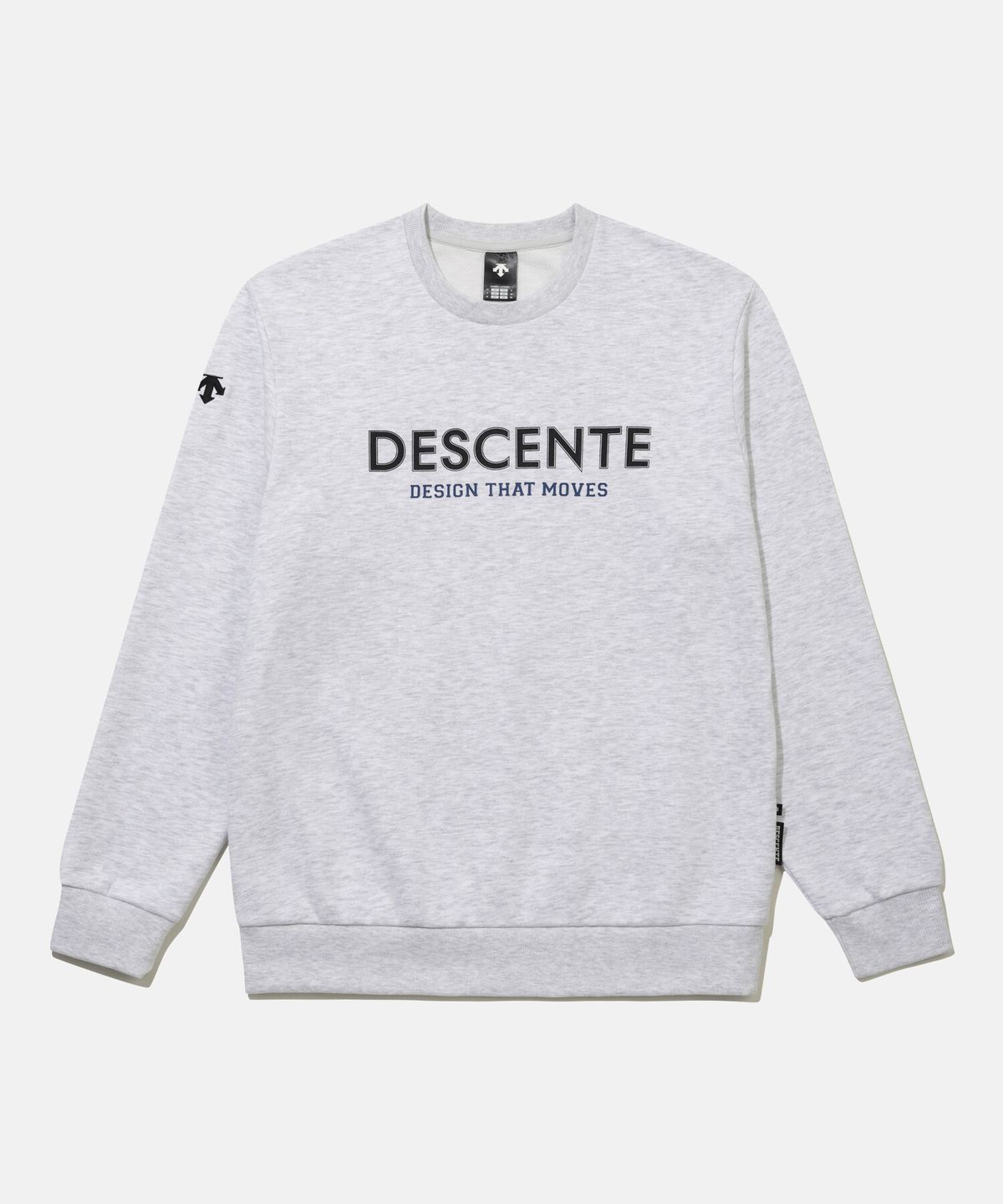 데상트(DESCENTE) 빅워딩 로고 맨투맨 라이트 그레이 SR123UHT12