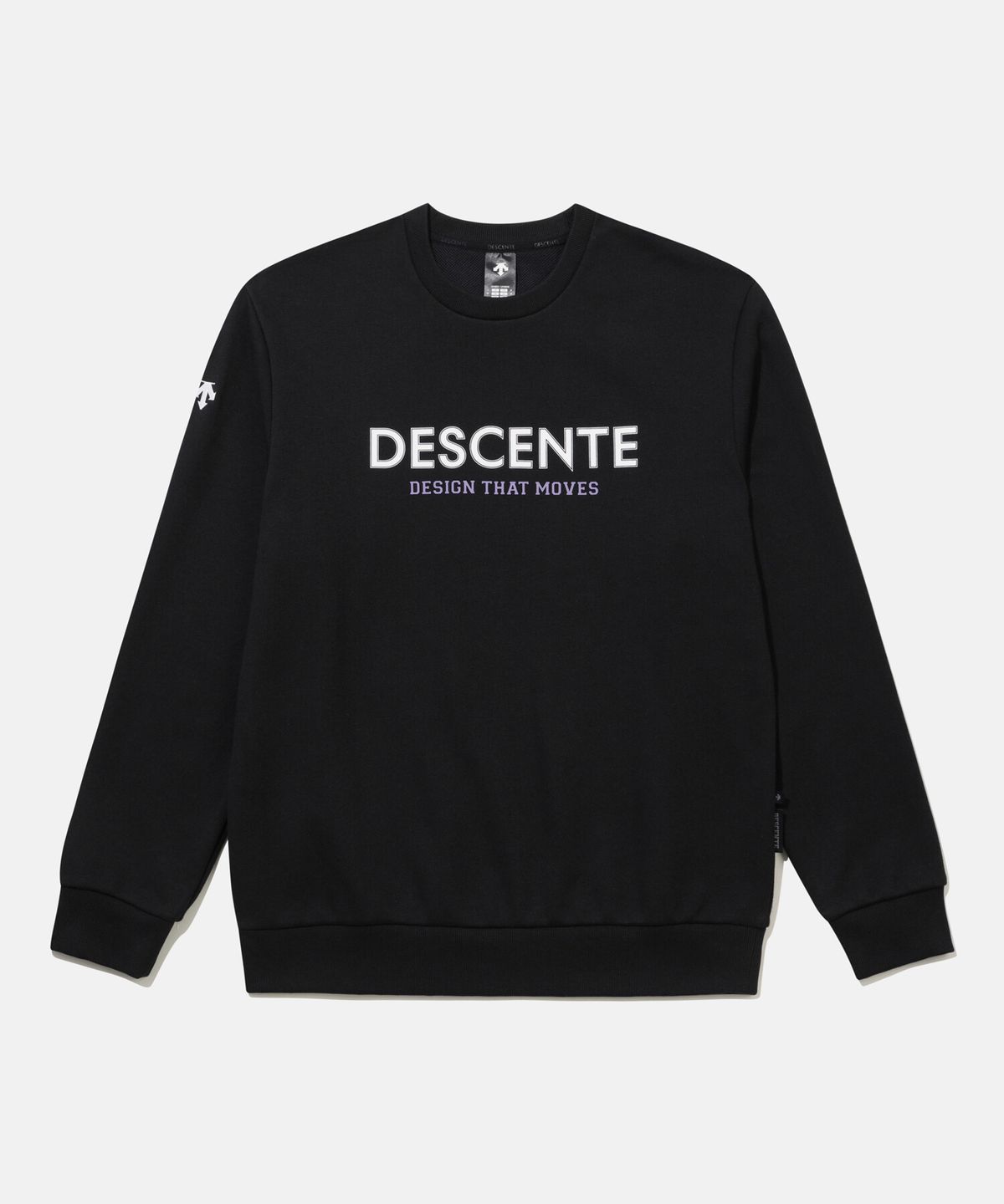 데상트(DESCENTE) 빅워딩 로고 맨투맨 블랙 SR123UHT12