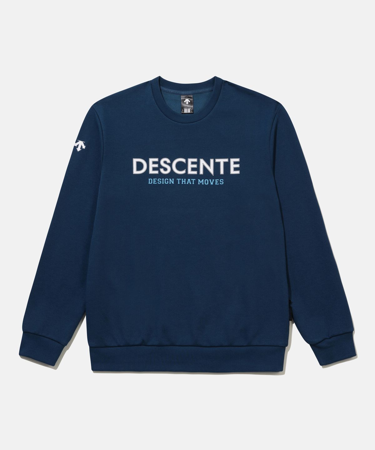 데상트(DESCENTE) 빅워딩 로고 맨투맨 네이비 SR123UHT12