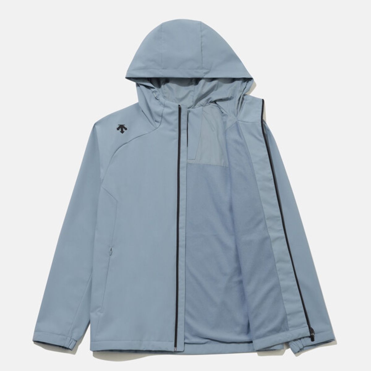데상트(DESCENTE) 기모 안감 후드형 바람막이 블루 SR123UJK11