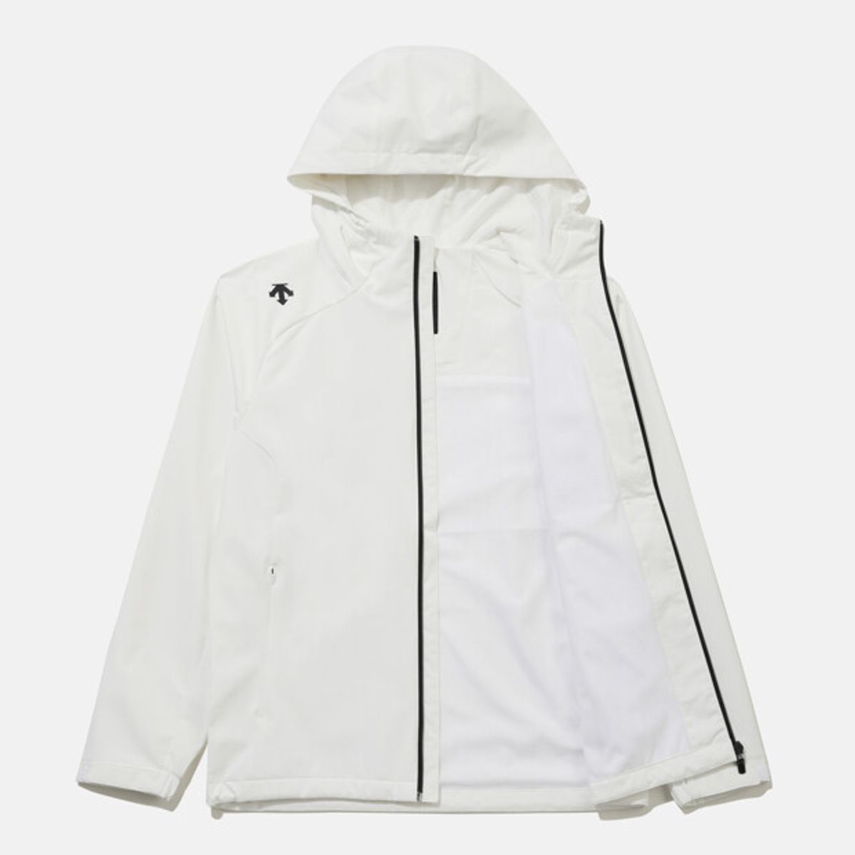 데상트(DESCENTE) 기모 안감 후드형 바람막이 화이트 SR123UJK11