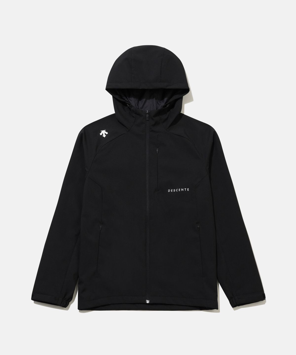 데상트(DESCENTE) 기모 안감 후드형 바람막이 블랙 SR123UJK11