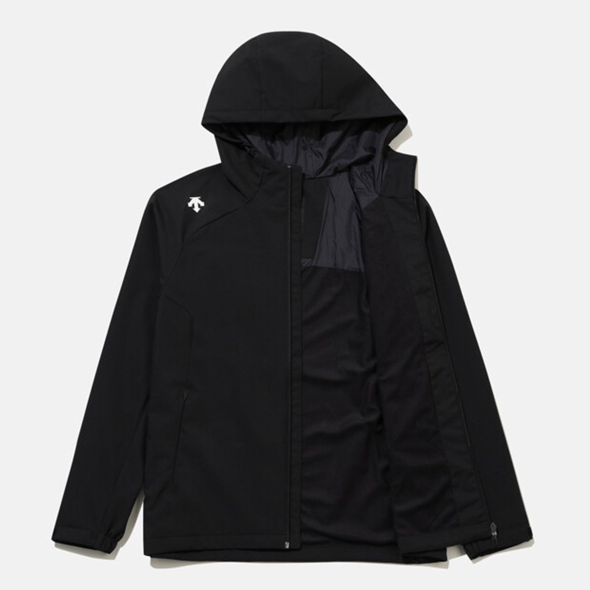 데상트(DESCENTE) 기모 안감 후드형 바람막이 블랙 SR123UJK11