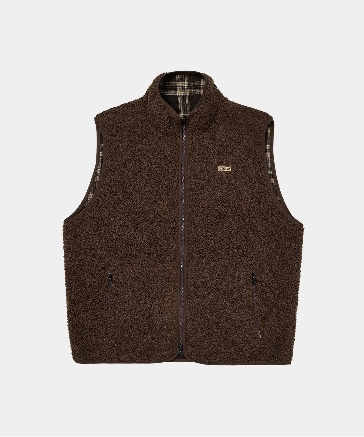 크루멤버스온리(CREW MEMBERS ONLY) REVERSIBLE FLEECE VEST BROWN