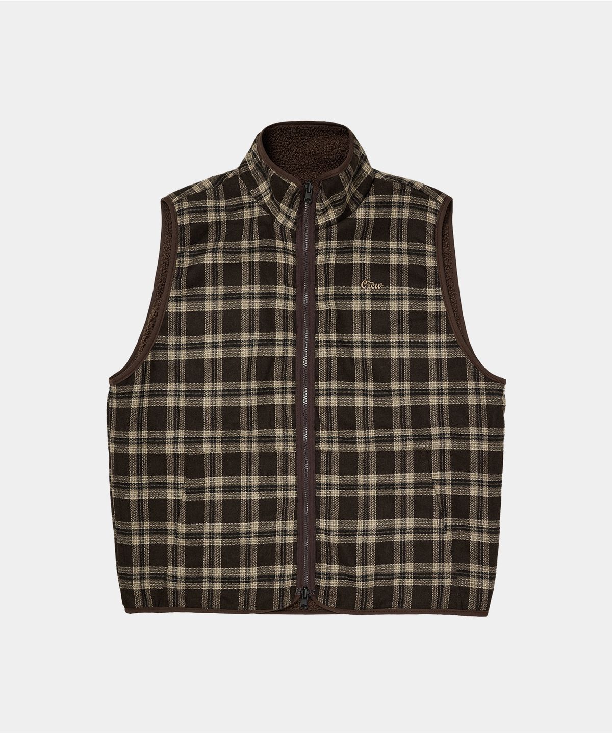 크루멤버스온리(CREW MEMBERS ONLY) REVERSIBLE FLEECE VEST BROWN
