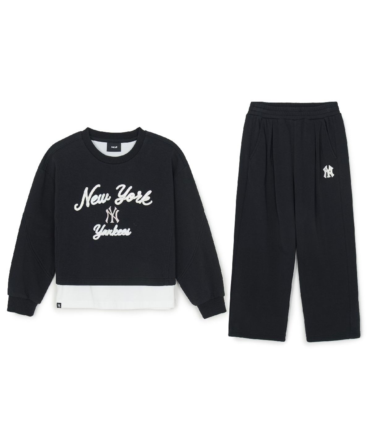 엠엘비 키즈(MLB KIDS) 스포티브 애슬레저  레이어드 맨투맨세트 (여아) NY (Black)
