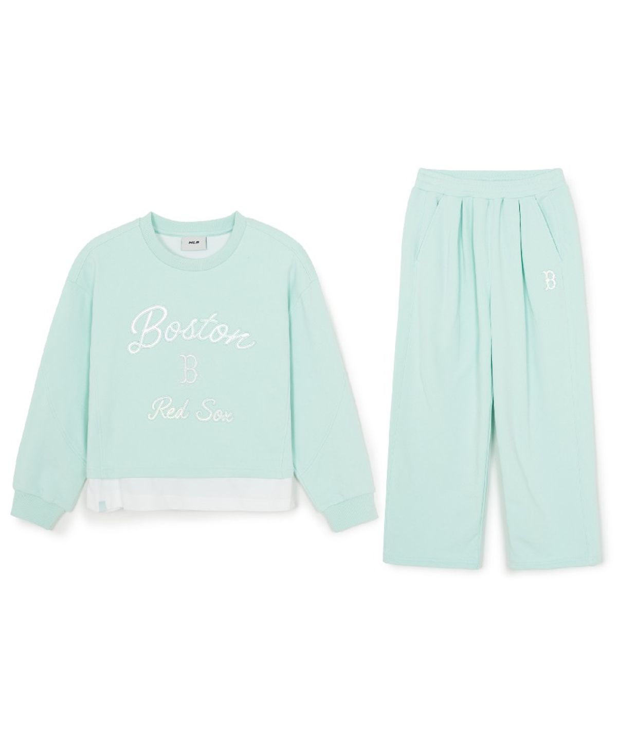엠엘비 키즈(MLB KIDS) 스포티브 애슬레저  레이어드 맨투맨세트 (여아) BOS (L.Mint)