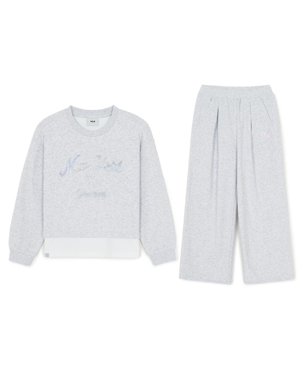 엠엘비 키즈(MLB KIDS) 스포티브 애슬레저 레이어드 맨투맨세트 (여아) NY (L.Melange Grey)