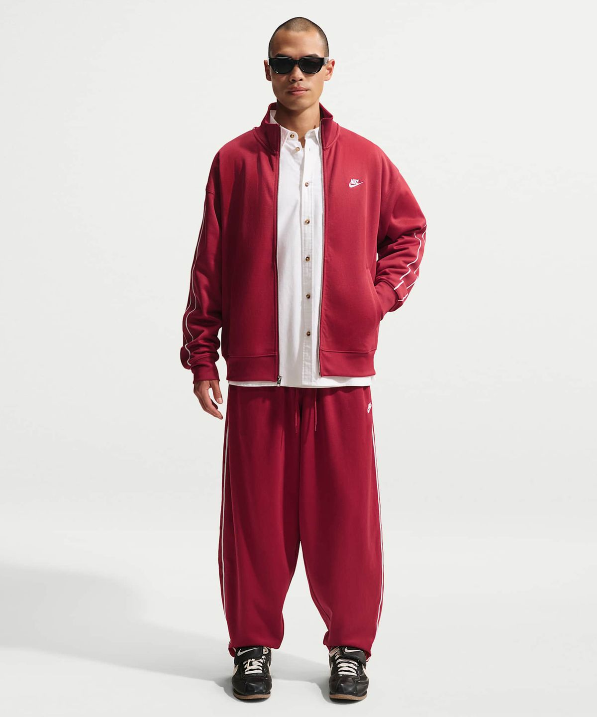 나이키(NIKE) 스포츠웨어 클럽 오버사이즈 니트 트랙 재킷 M - 팀 크림슨:화이트:팀 크림슨:화이트 / HV1418-613