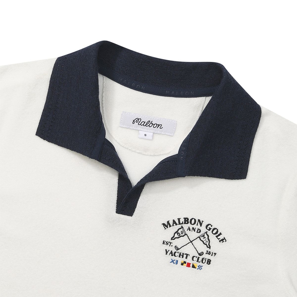 말본 골프(MALBON GOLF) 배색 오픈 카라 티셔츠 OFF WHITE (WOMAN)