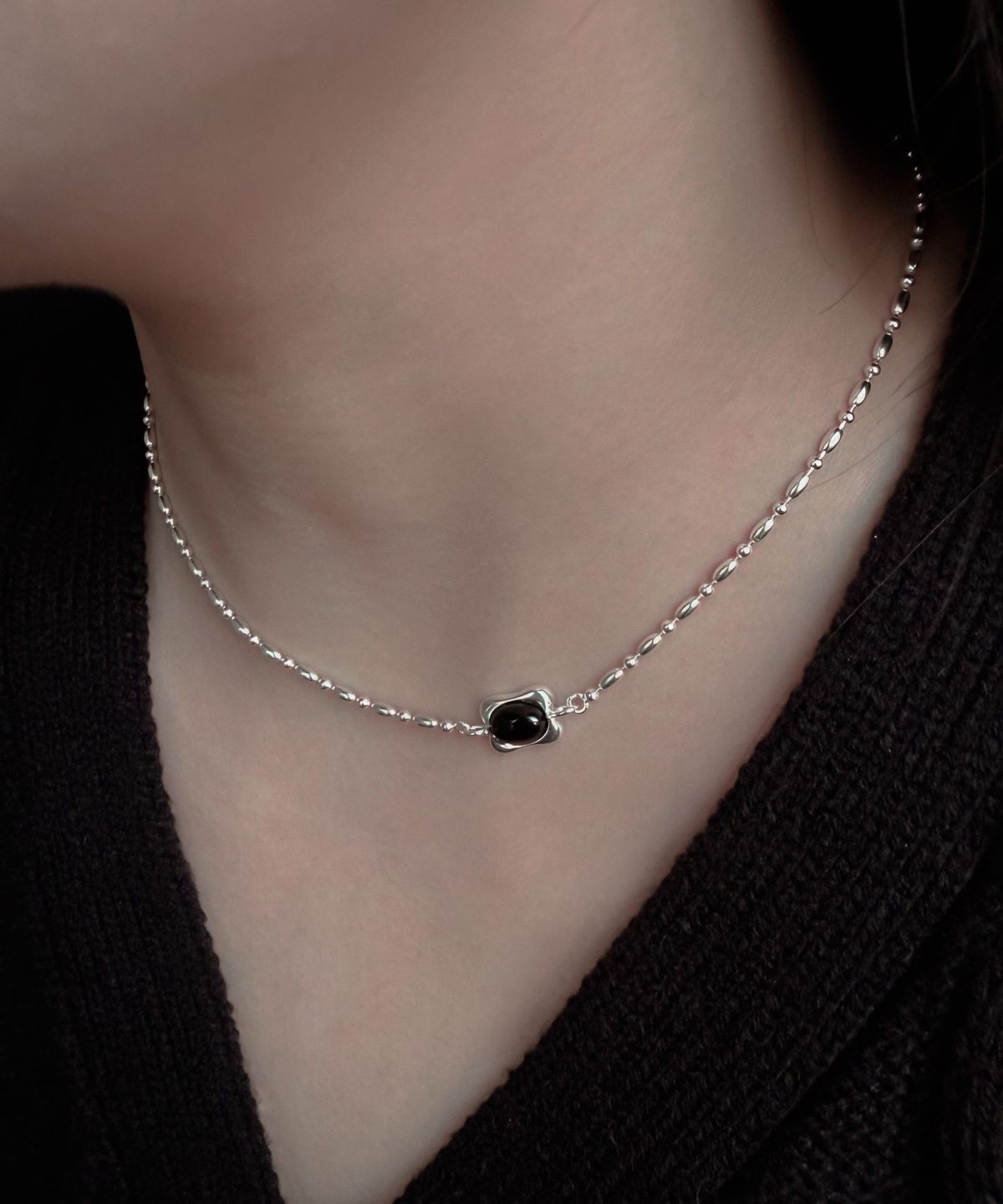 바라두(BARADU) 925 Deep onyx necklace