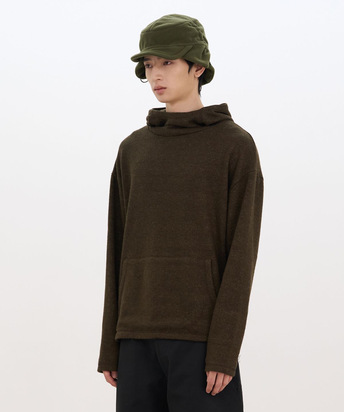 카사카사(KASAKASA) Wool Boucle Hoodie Brown