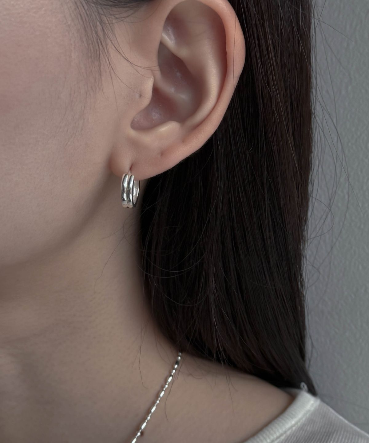 바라두(BARADU) 925 Duo hoop earrings