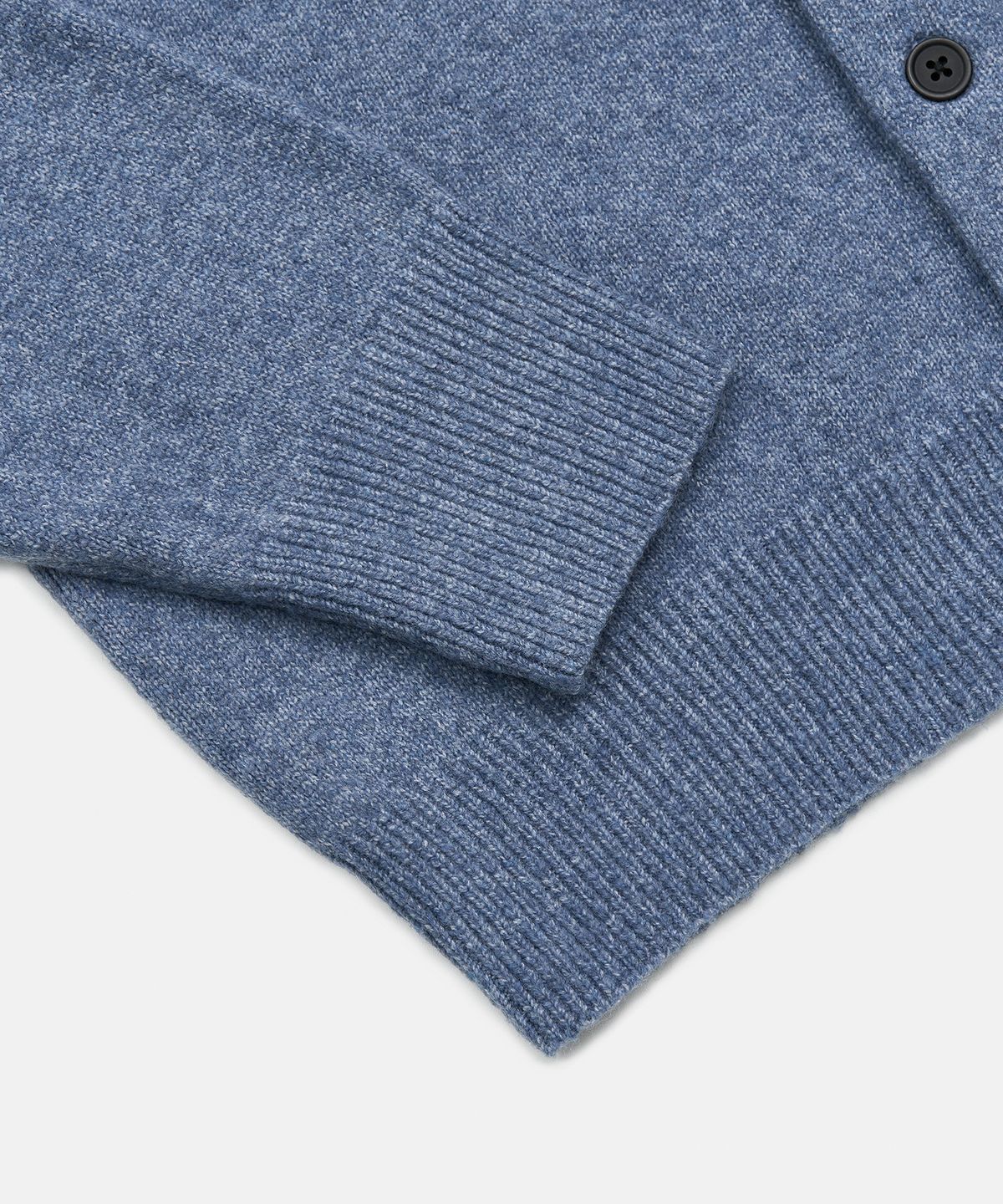 엑스컨테이너(EXCONTAINER) 미니멀 버튼 라운드넥 크롭 가디건 (BLUE)