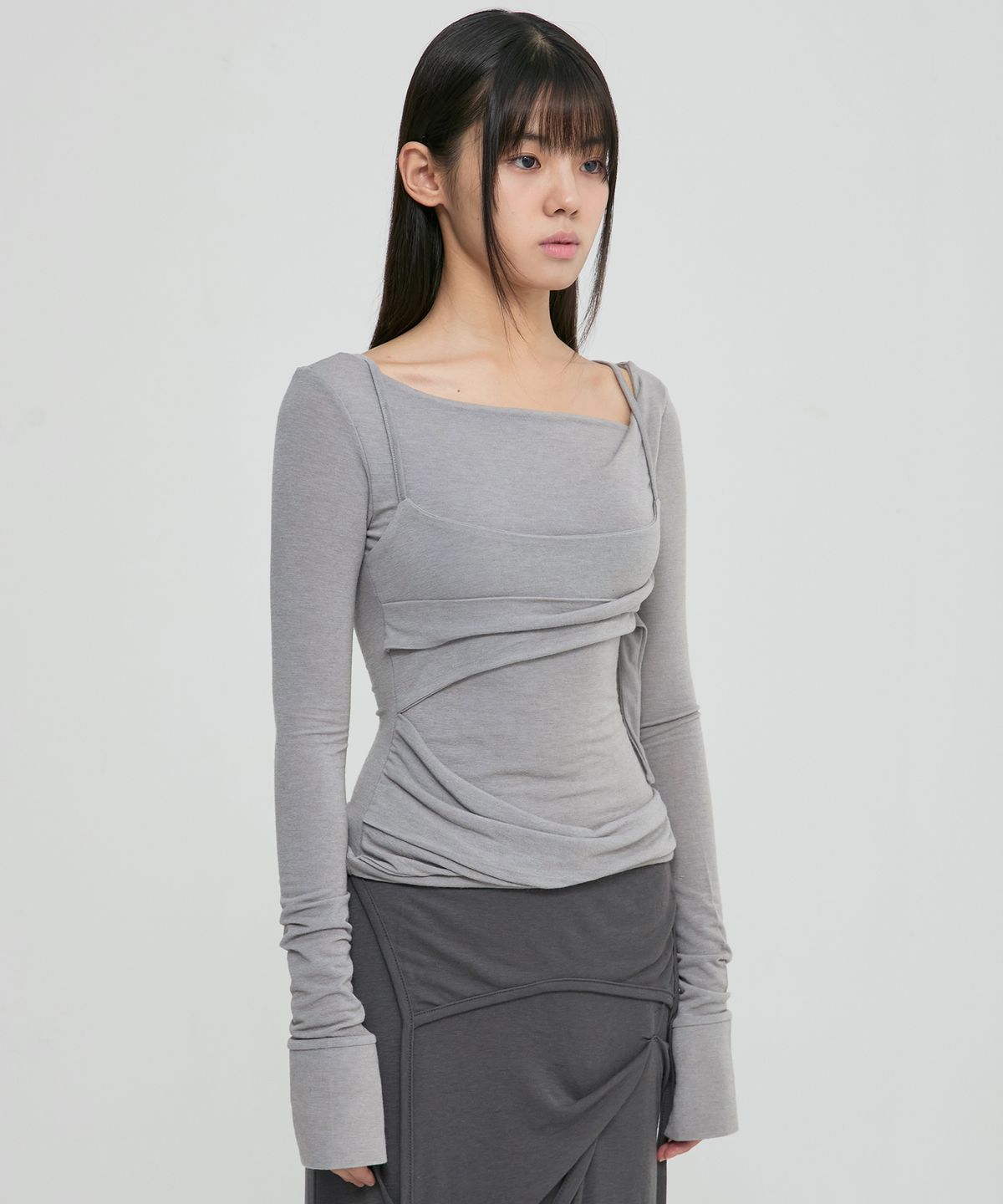 플레어업(FLAREUP) Layered Bustier Long Sleeve (FL-105_Gray)