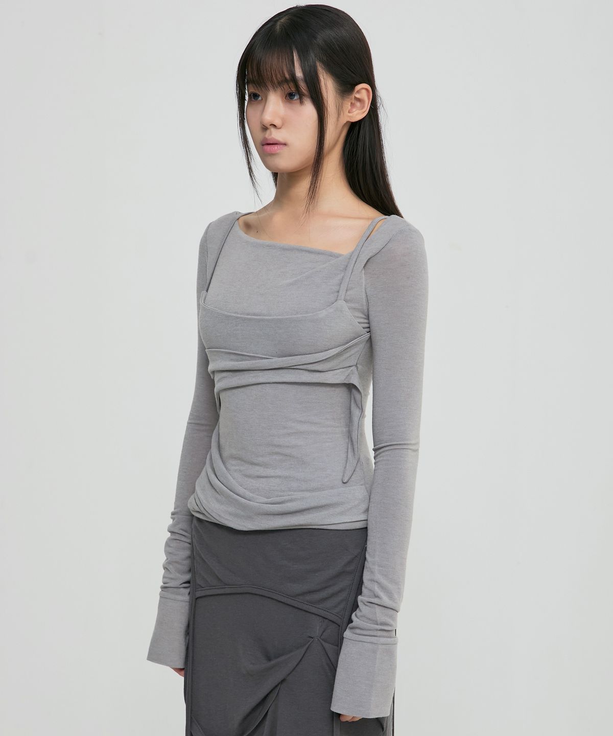 플레어업(FLAREUP) Layered Bustier Long Sleeve (FL-105_Gray)