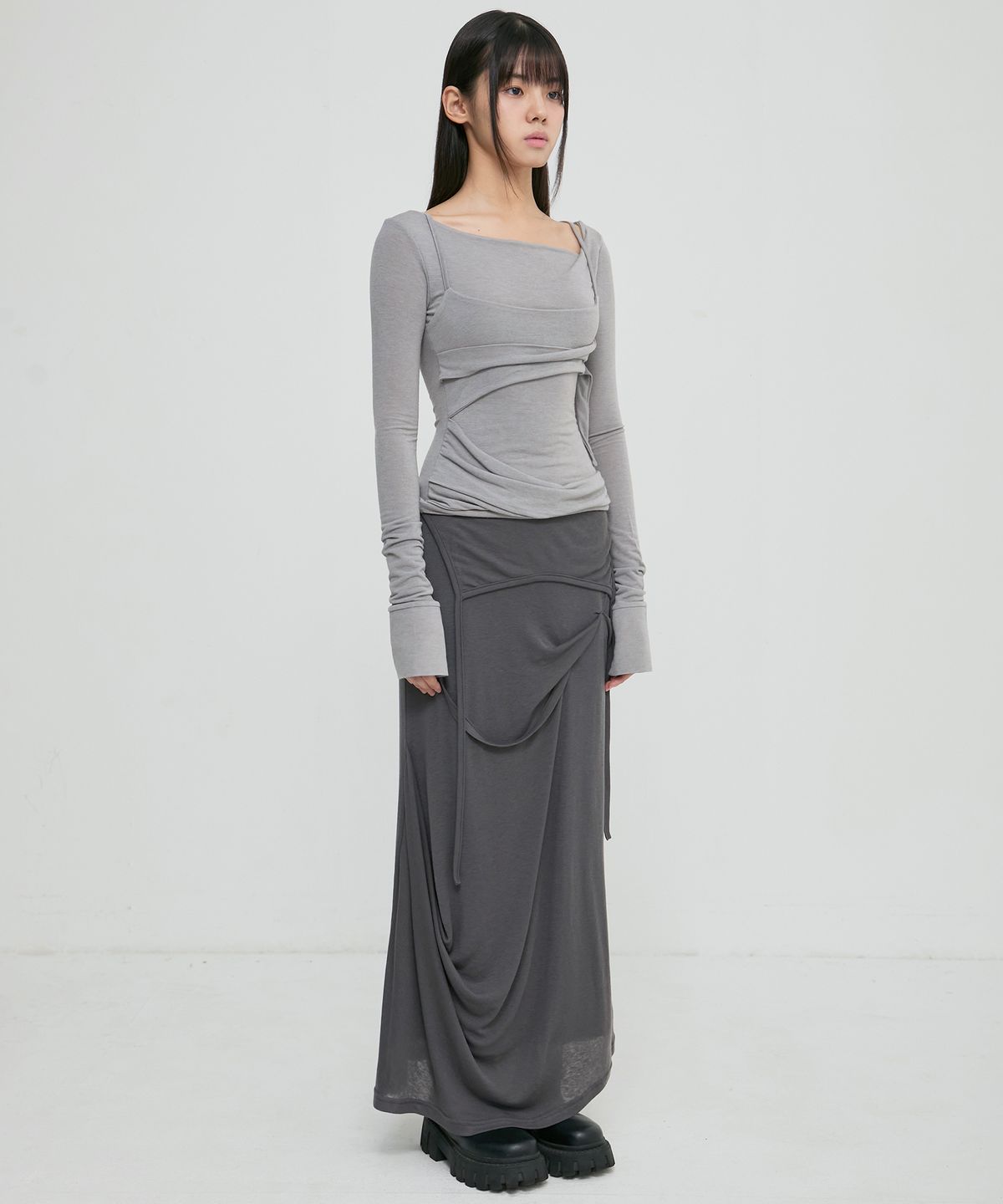 플레어업(FLAREUP) Layered Bustier Long Sleeve (FL-105_Gray)